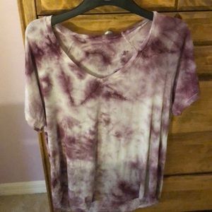 A tie-dye maroon soft and sexy tee shirt